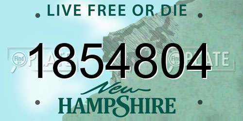 1854804 New Hampshire License Plate