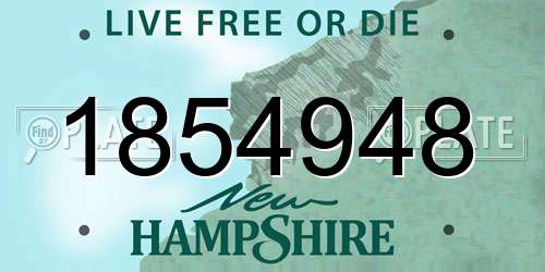 1854948 New Hampshire License Plate