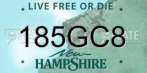 185GC8 New Hampshire License Plate