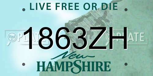 1863ZH New Hampshire License Plate