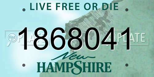 1868041 New Hampshire License Plate