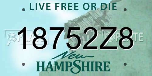 18752Z8 New Hampshire License Plate