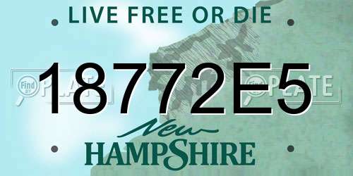 18772E5 New Hampshire License Plate