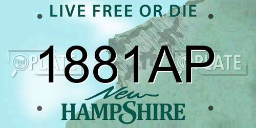 1881AP New Hampshire License Plate
