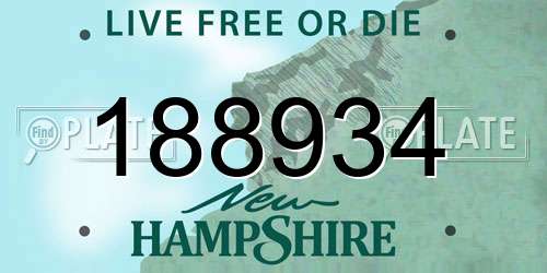 188934 New Hampshire License Plate