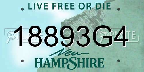 18893G4 New Hampshire License Plate