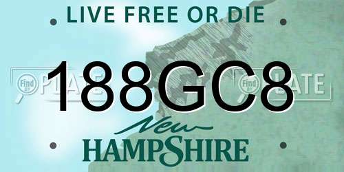 188GC8 New Hampshire License Plate