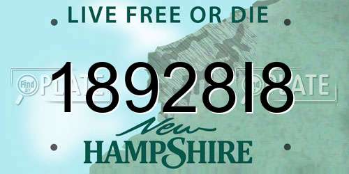 18928I8 New Hampshire License Plate