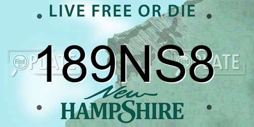 189NS8 New Hampshire License Plate