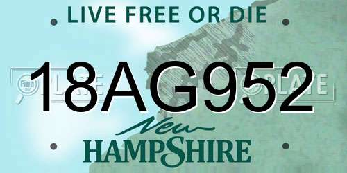 18AG952 New Hampshire License Plate