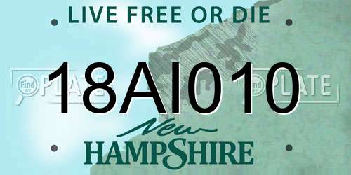 18AI010 New Hampshire License Plate