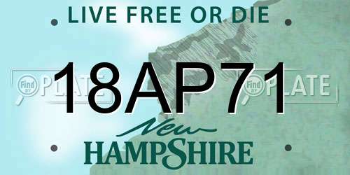 18AP71 New Hampshire License Plate