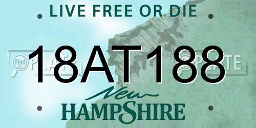 18AT188 New Hampshire License Plate