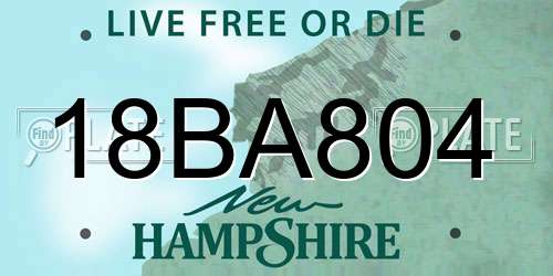 18BA804 New Hampshire License Plate