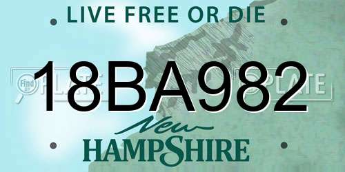 18BA982 New Hampshire License Plate