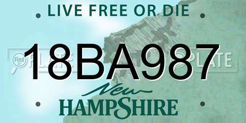 18BA987 New Hampshire License Plate