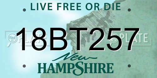 18BT257 New Hampshire License Plate