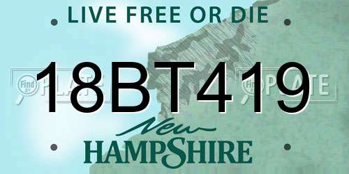 18BT419 New Hampshire License Plate