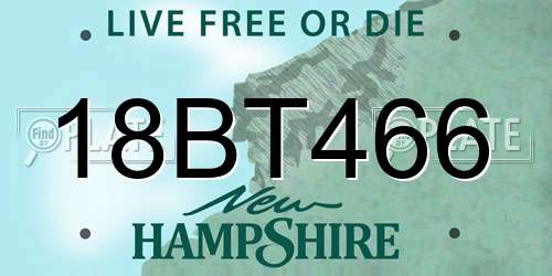 18BT466 New Hampshire License Plate