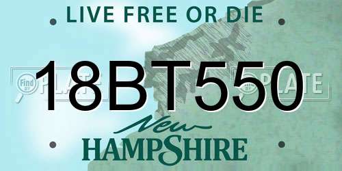 18BT550 New Hampshire License Plate