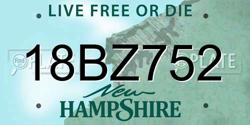 18BZ752 New Hampshire License Plate