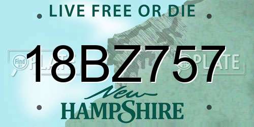 18BZ757 New Hampshire License Plate