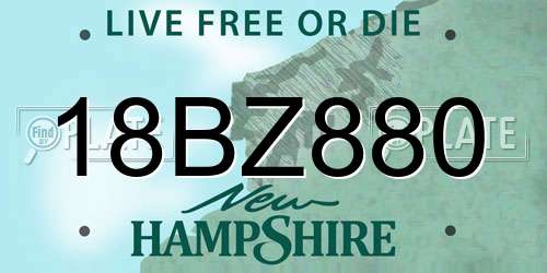 18BZ880 New Hampshire License Plate