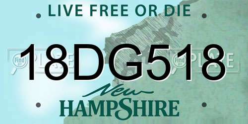 18DG518 New Hampshire License Plate