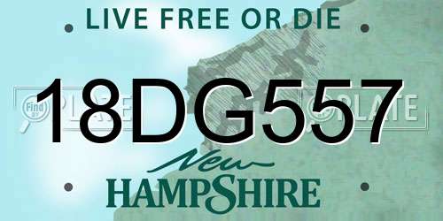18DG557 New Hampshire License Plate