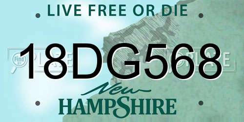 18DG568 New Hampshire License Plate