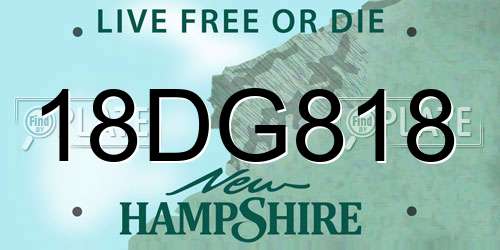 18DG818 New Hampshire License Plate