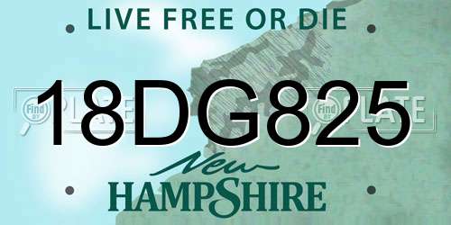 18DG825 New Hampshire License Plate