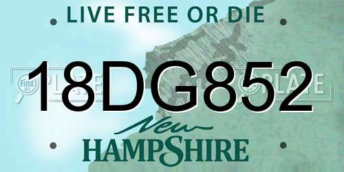 18DG852 New Hampshire License Plate