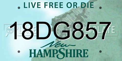 18DG857 New Hampshire License Plate