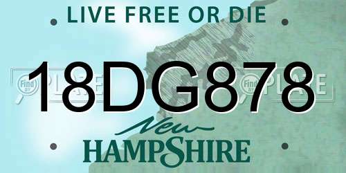 18DG878 New Hampshire License Plate