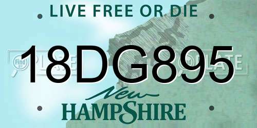 18DG895 New Hampshire License Plate