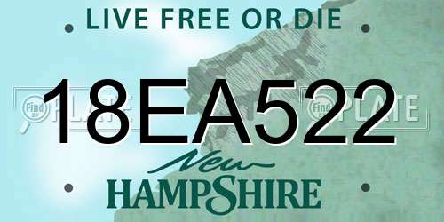 18EA522 New Hampshire License Plate