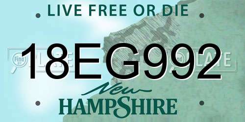 18EG992 New Hampshire License Plate