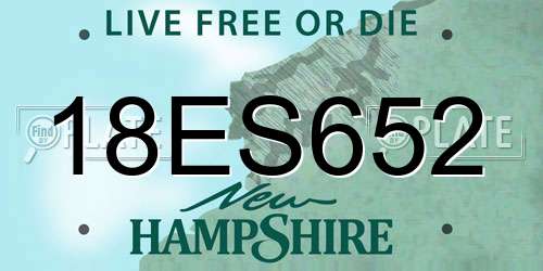18ES652 New Hampshire License Plate