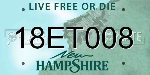 18ET008 New Hampshire License Plate