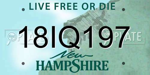 18IQ197 New Hampshire License Plate