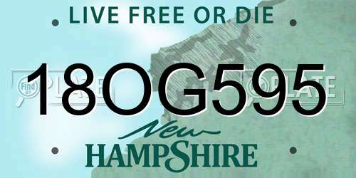 18OG595 New Hampshire License Plate