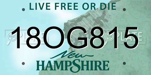 18OG815 New Hampshire License Plate