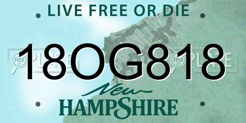 18OG818 New Hampshire License Plate