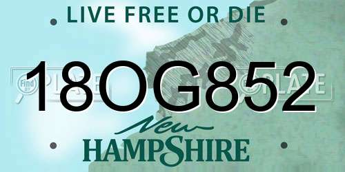 18OG852 New Hampshire License Plate