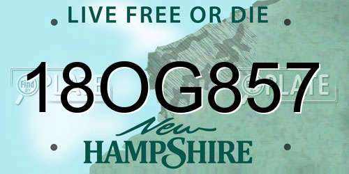 18OG857 New Hampshire License Plate