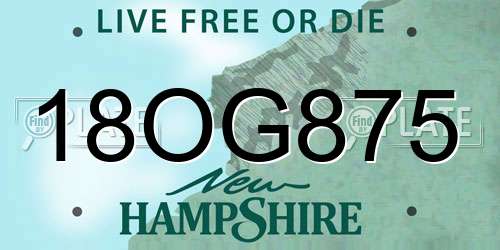 18OG875 New Hampshire License Plate