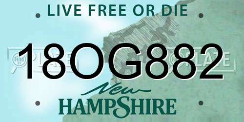 18OG882 New Hampshire License Plate