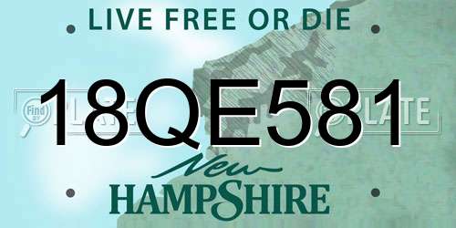 18QE581 New Hampshire License Plate