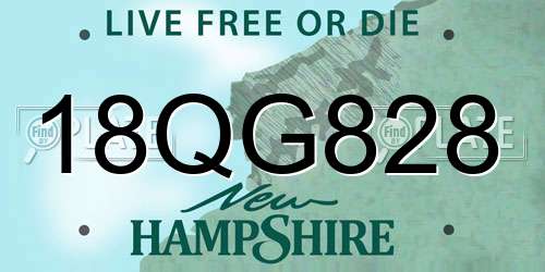 18QG828 New Hampshire License Plate